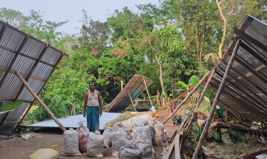 কচুয়ায় আকস্মিক ঝড়ে কপাল পুড়লো ব্রয়লার খামারীর